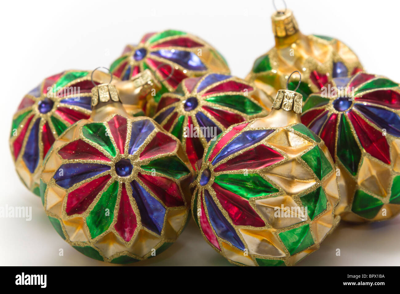 Belle boule de verre soufflé couleur décorations de Noël Banque D'Images