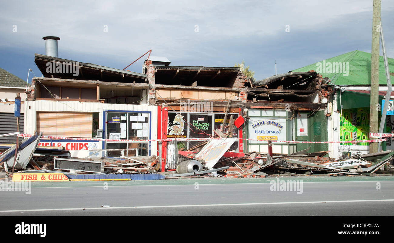 Dégâts causés par le tremblement de Christchurch en Nouvelle-Zélande. Un puissant séisme a frappé Christchurch le vendredi 03. 09. 10 Banque D'Images