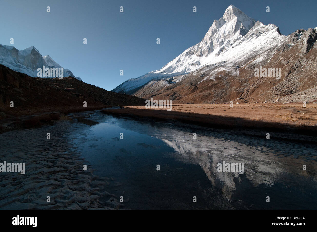 Shivling en aube lumière, Uttranchal Himalaya, Inde Banque D'Images