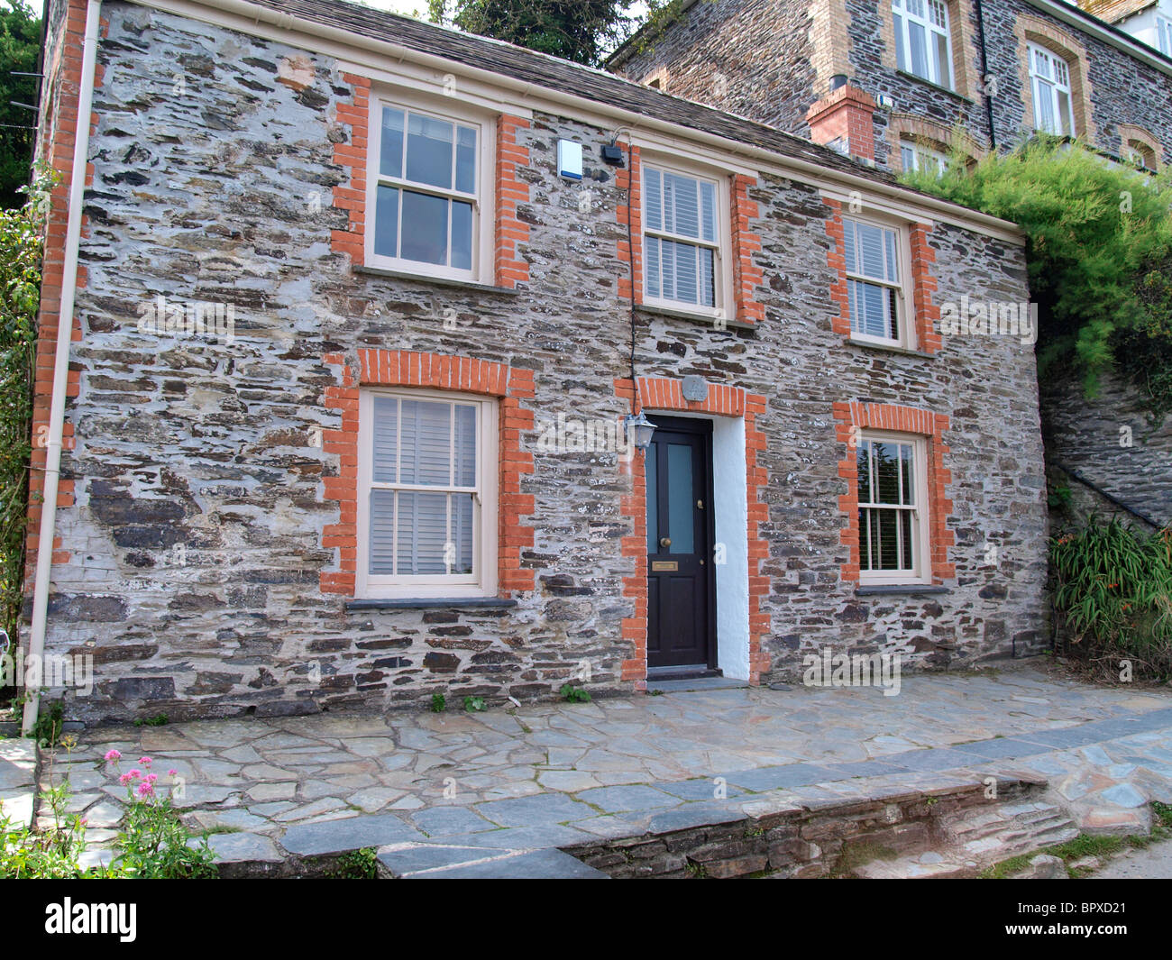 Doc Martins house dans la série TV, port Isaac, Cornwall, également connue sous le nom de port dans le programme de télévision Wenn Doc Martin. Banque D'Images