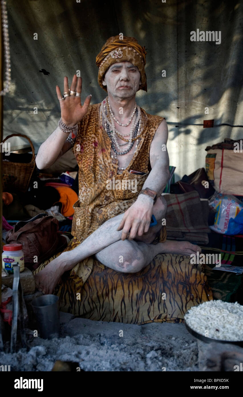 Sadhu Kumbh Mela à saint festival, Haridwar, Uttarakhand, Inde 2010. Banque D'Images