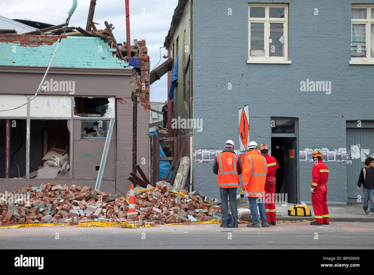 Dégâts causés par le tremblement de Christchurch en Nouvelle-Zélande. Un puissant séisme a frappé Christchurch le vendredi 03. 09. 10 Banque D'Images