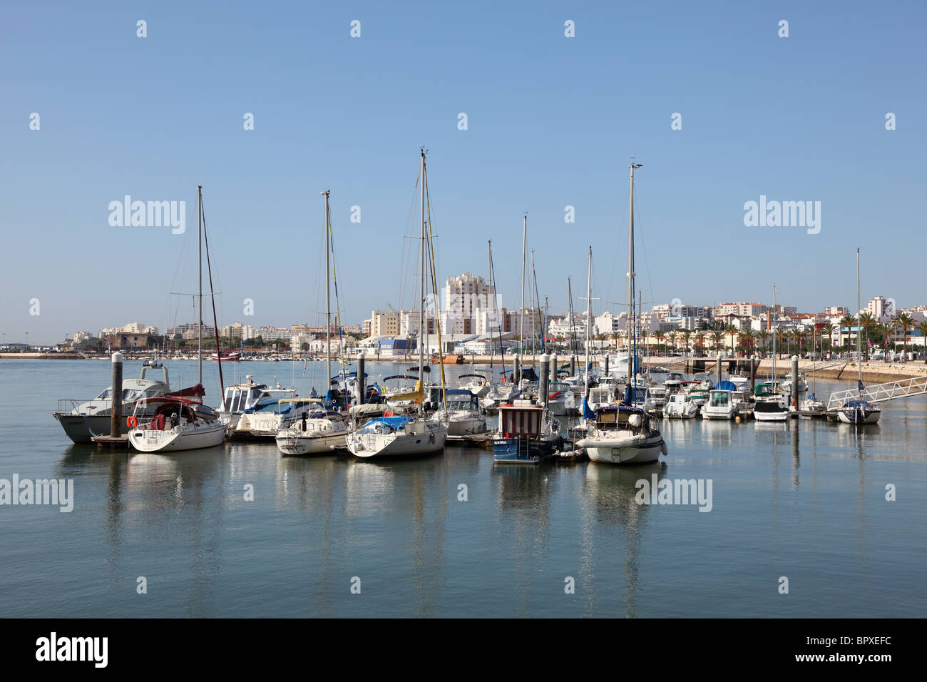 Yachts dans la marina de Lagos, Portugal Banque D'Images