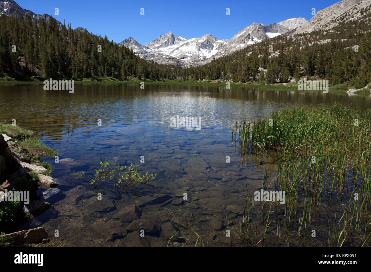 Réflexions Alpine Lake, en plein Cœur de la Sierra Nevada de Californie Banque D'Images