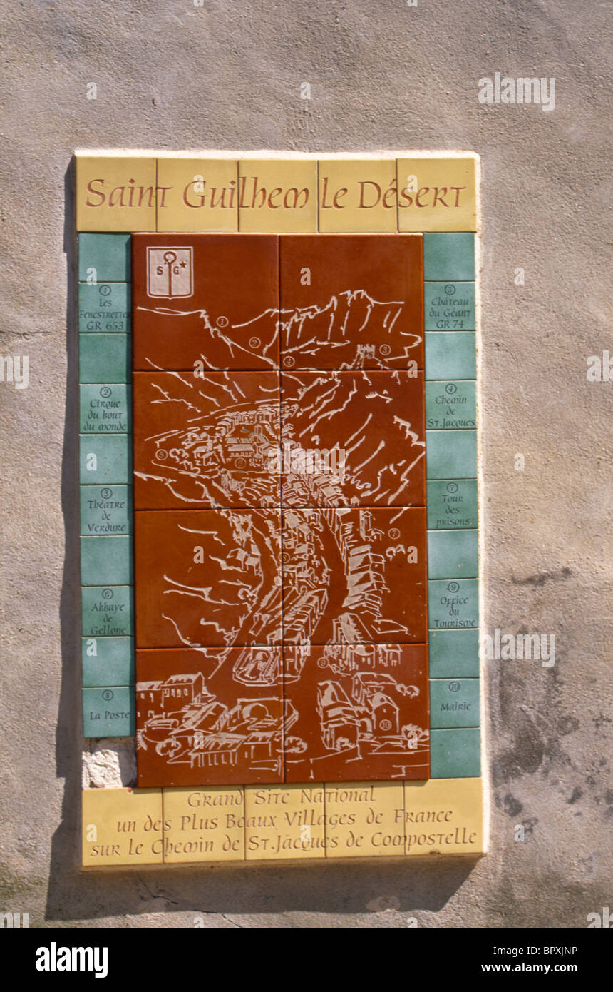 St Guilhem le Désert France Languedoc-Roussillon Mosaïque de plan de Saint Guilhem le Désert Banque D'Images