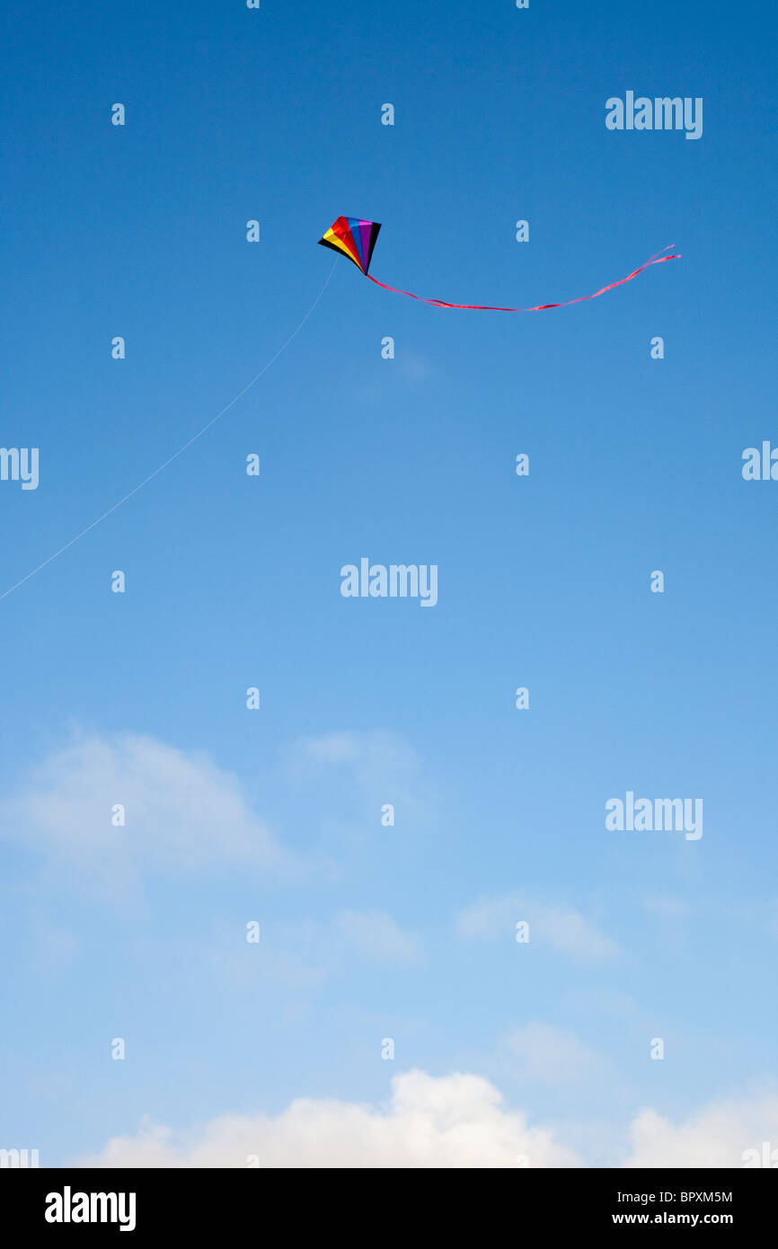 Cerf-volant vole dans le ciel bleu Banque D'Images
