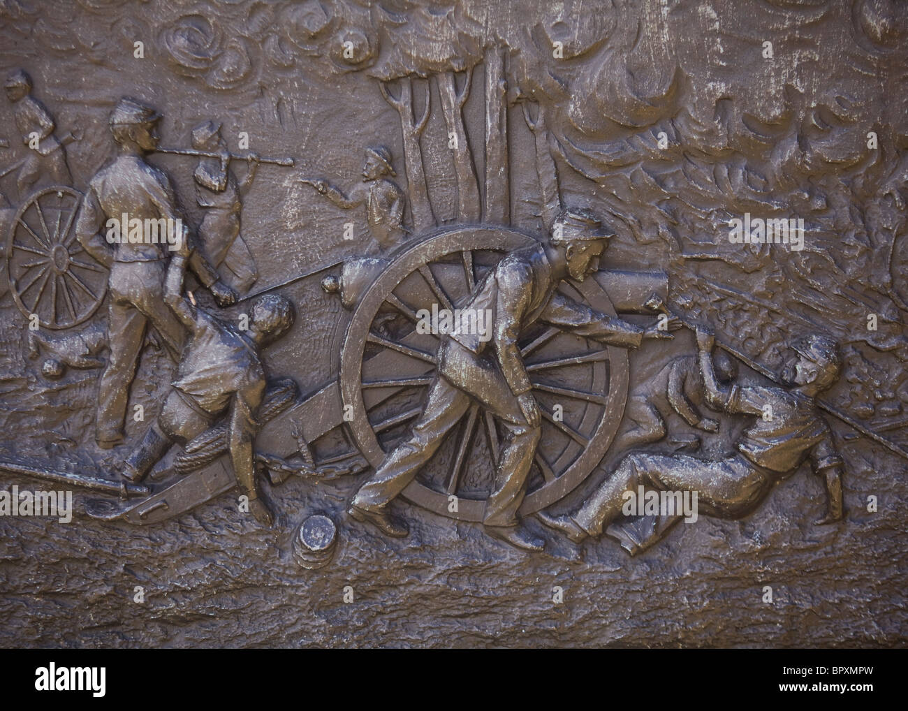 Relief en bronze de scène de la guerre de Sécession Banque D'Images