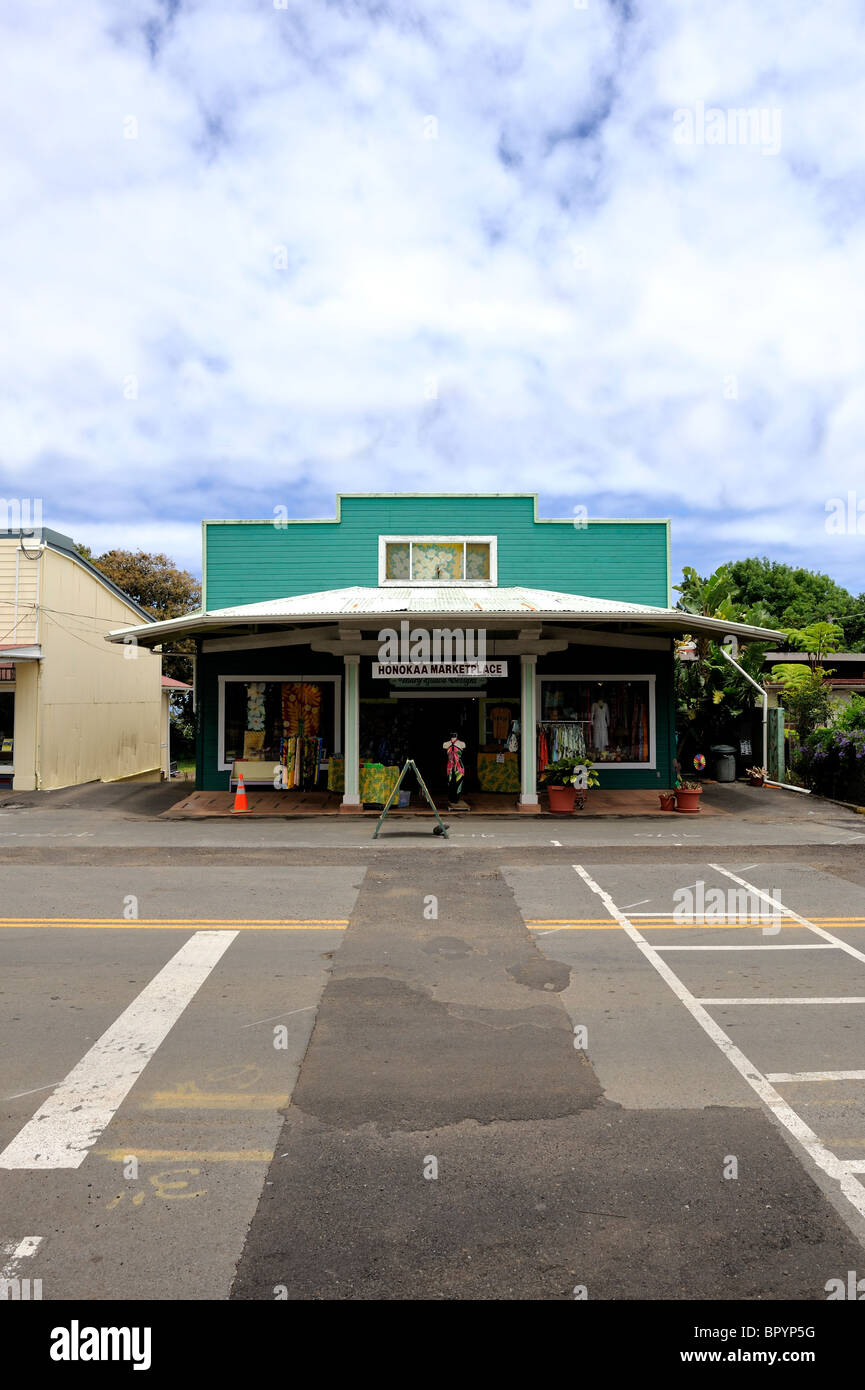 Boutique dans rue principale de Honoka'a Big Island, Hawaii, USA Banque D'Images