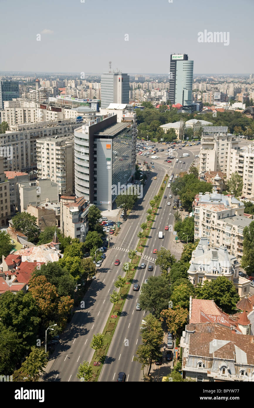 Photographie aérienne de la ville de Bucarest en Roumanie Banque D'Images