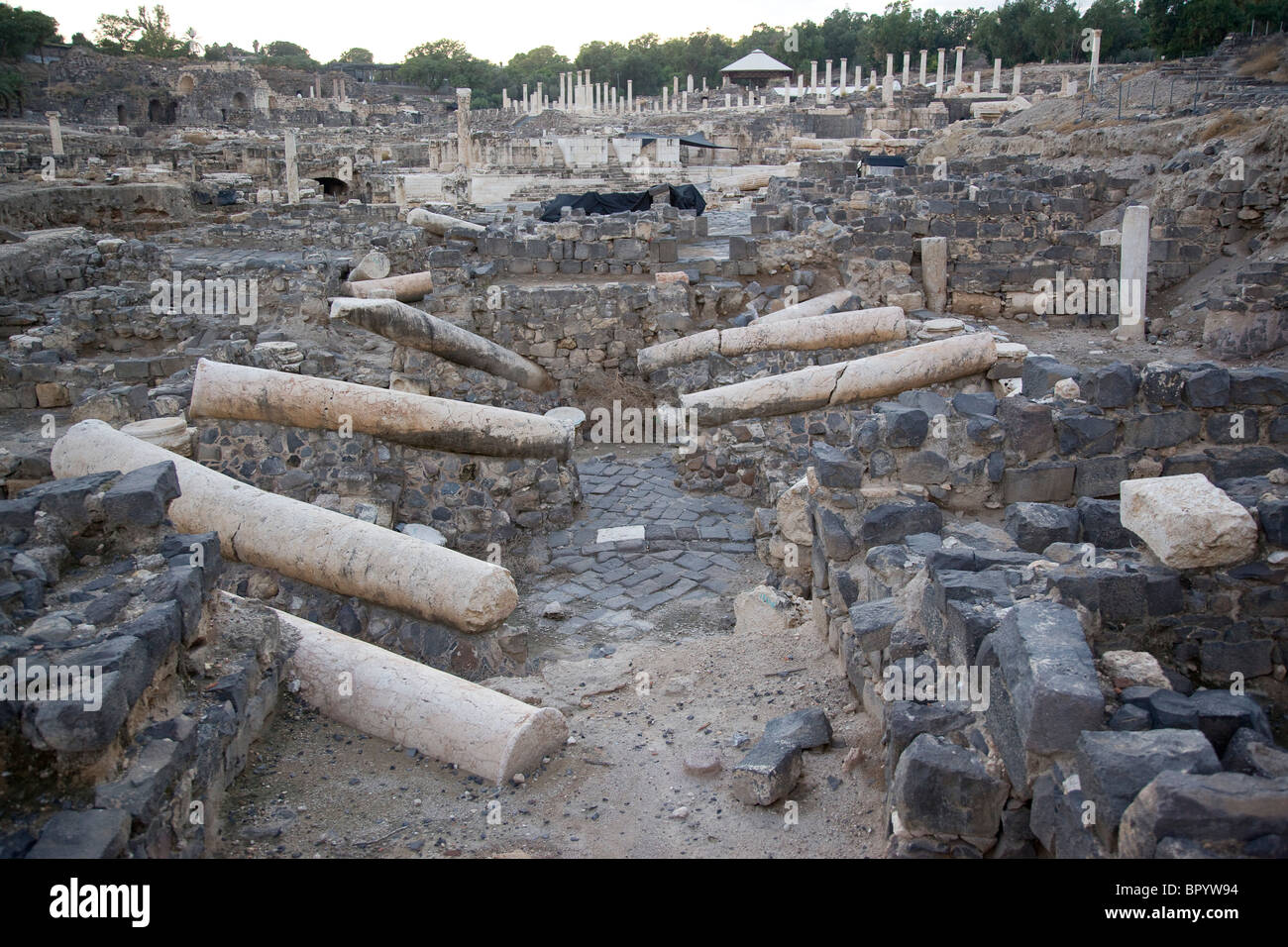 Photo de les ruines de la ville romaine de Beit Shean dans la vallée du Jourdain Banque D'Images