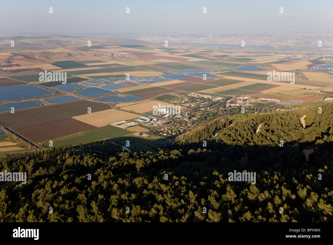 Photographie aérienne du champs de l'agriculture de la vallée de Jezreel Banque D'Images