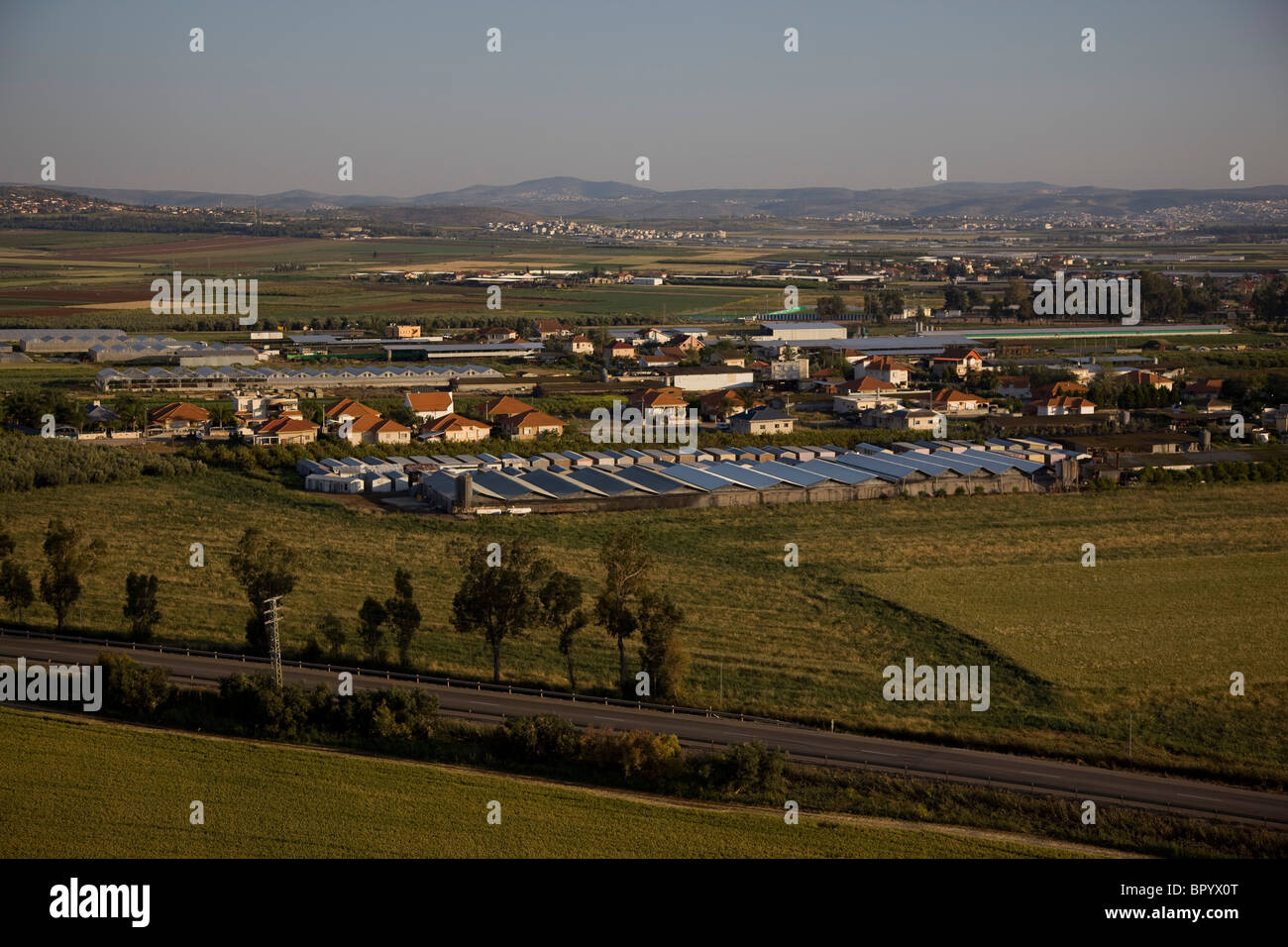 Photographie aérienne du champs de l'agriculture de la vallée de Jezreel Banque D'Images