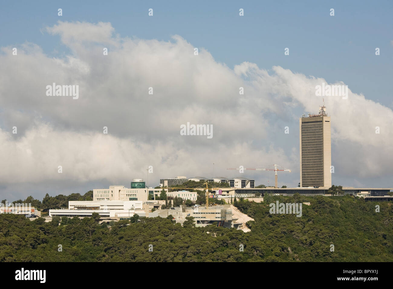 Photo aérienne de l'Université de Haïfa sur le sommet du mont carmel Banque D'Images