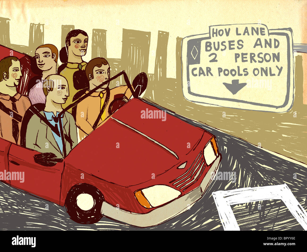 Covoiturage Dans Les Vehicules Multioccupants Photo Stock Alamy