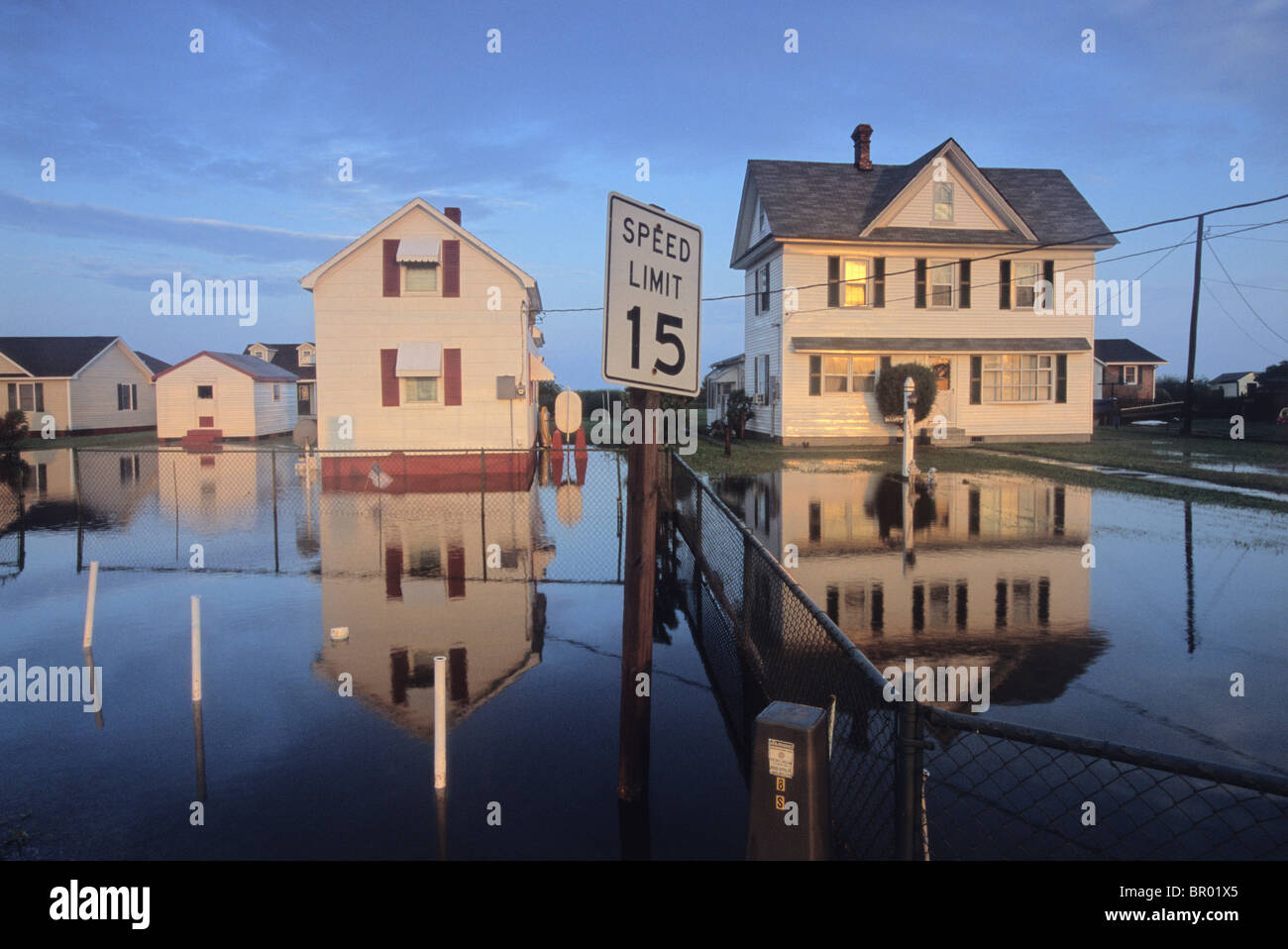 Inondations sur l'île de Tangier, VA. Banque D'Images