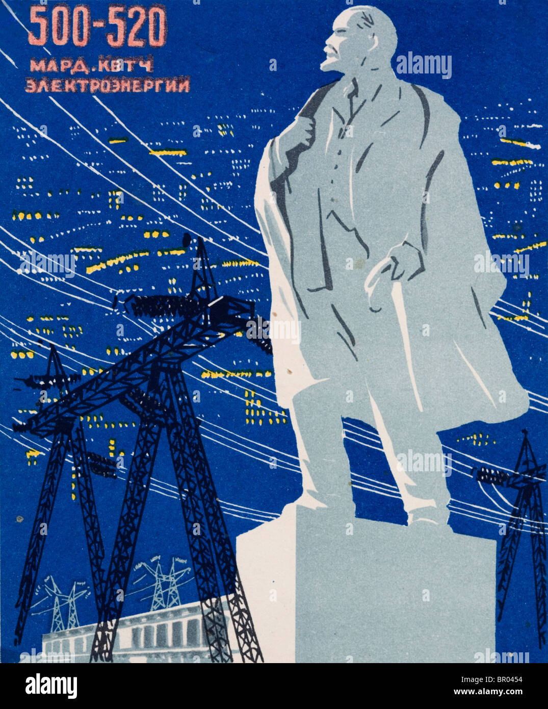 Union soviétique (URSS) affiche représentant Lénine qui préside l'électrification de l'Union Soviétique Banque D'Images