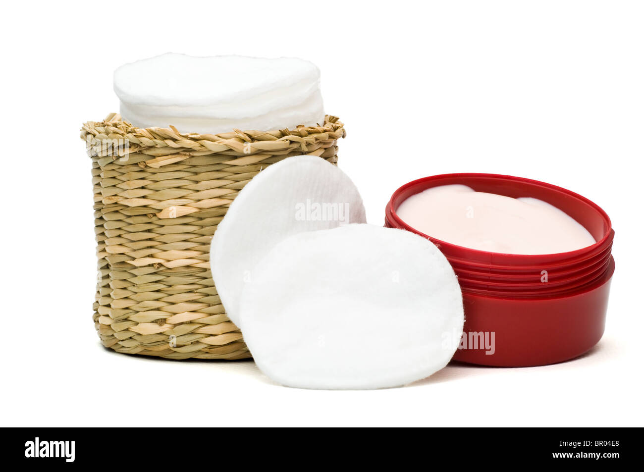 Nettoyant visage hydratant et coton Banque D'Images