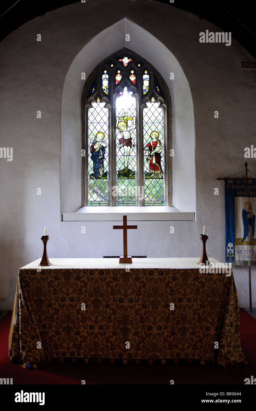 L'église St Just à Roseland, Percuil, Cornwall, UK Banque D'Images