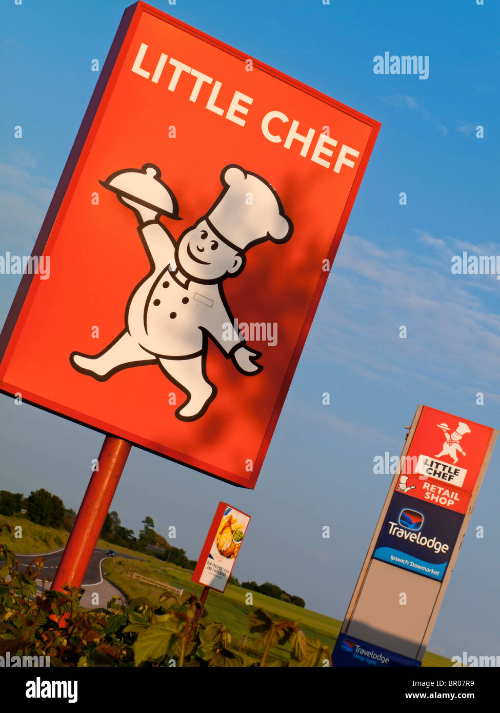 Logo de Little Chef chaîne de restaurants routiers au Royaume-Uni, fondée en 1958, et on les trouve généralement sur les routes d'un principal Banque D'Images