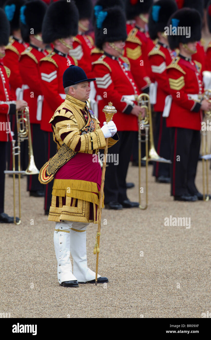 Tambour-major du Grenadier Guards, et la bande de l'Irish Guards, à 'la parade la couleur' 2010 Banque D'Images