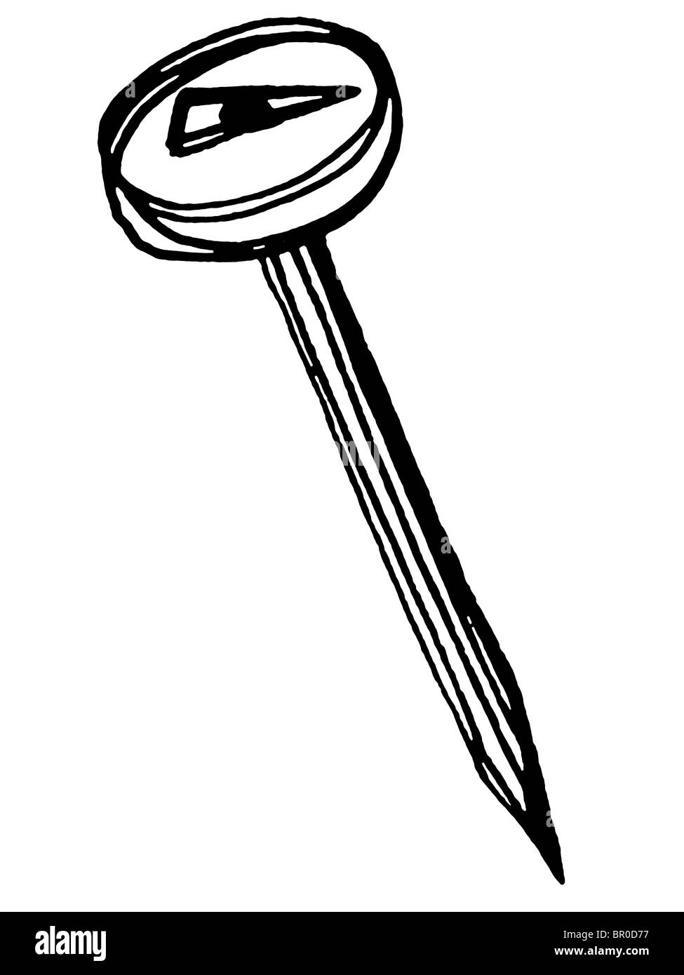 Une illustration en noir et blanc d'un thermomètre à viande Banque D'Images