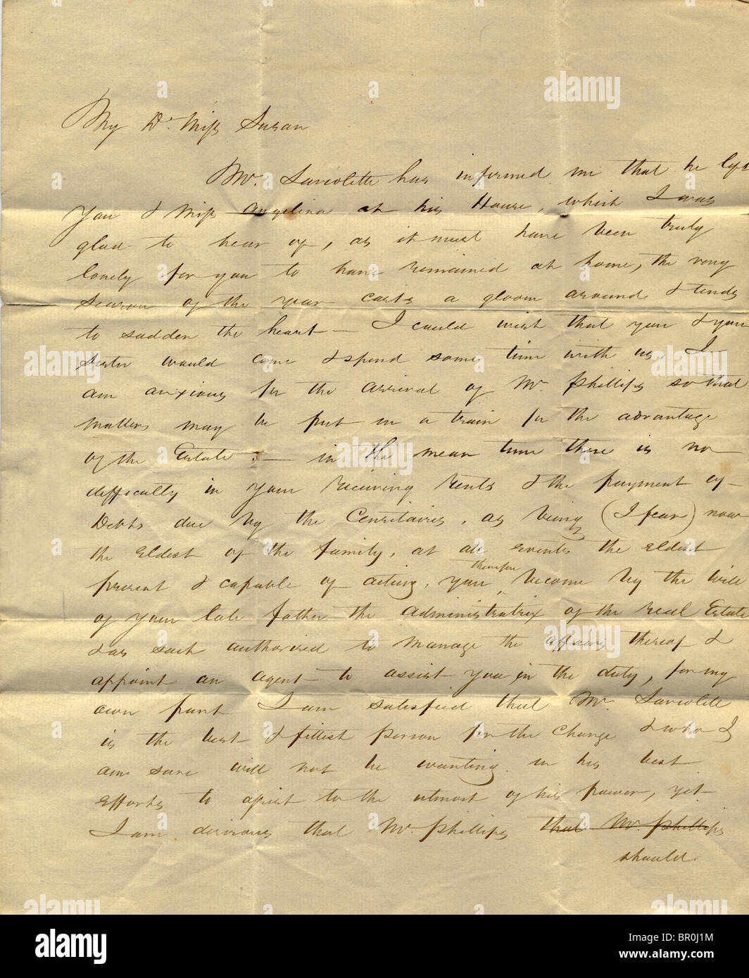 Ancienne lettre de milieu du 19e siècle Banque D'Images