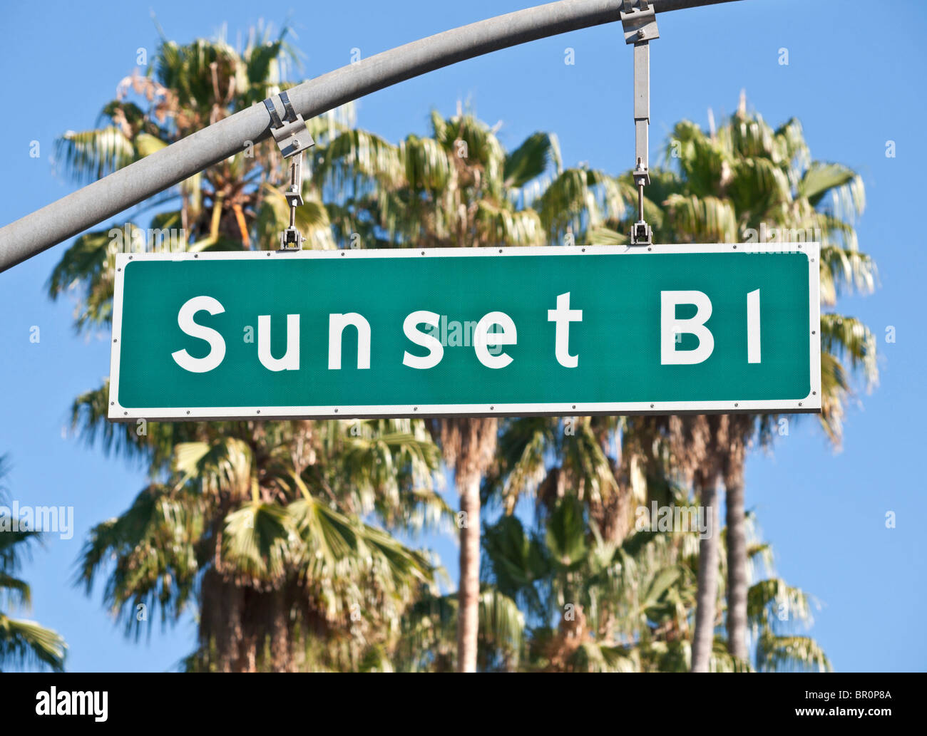 Plaque de rue Sunset Boulevard à Beverly Hills en Californie. Banque D'Images