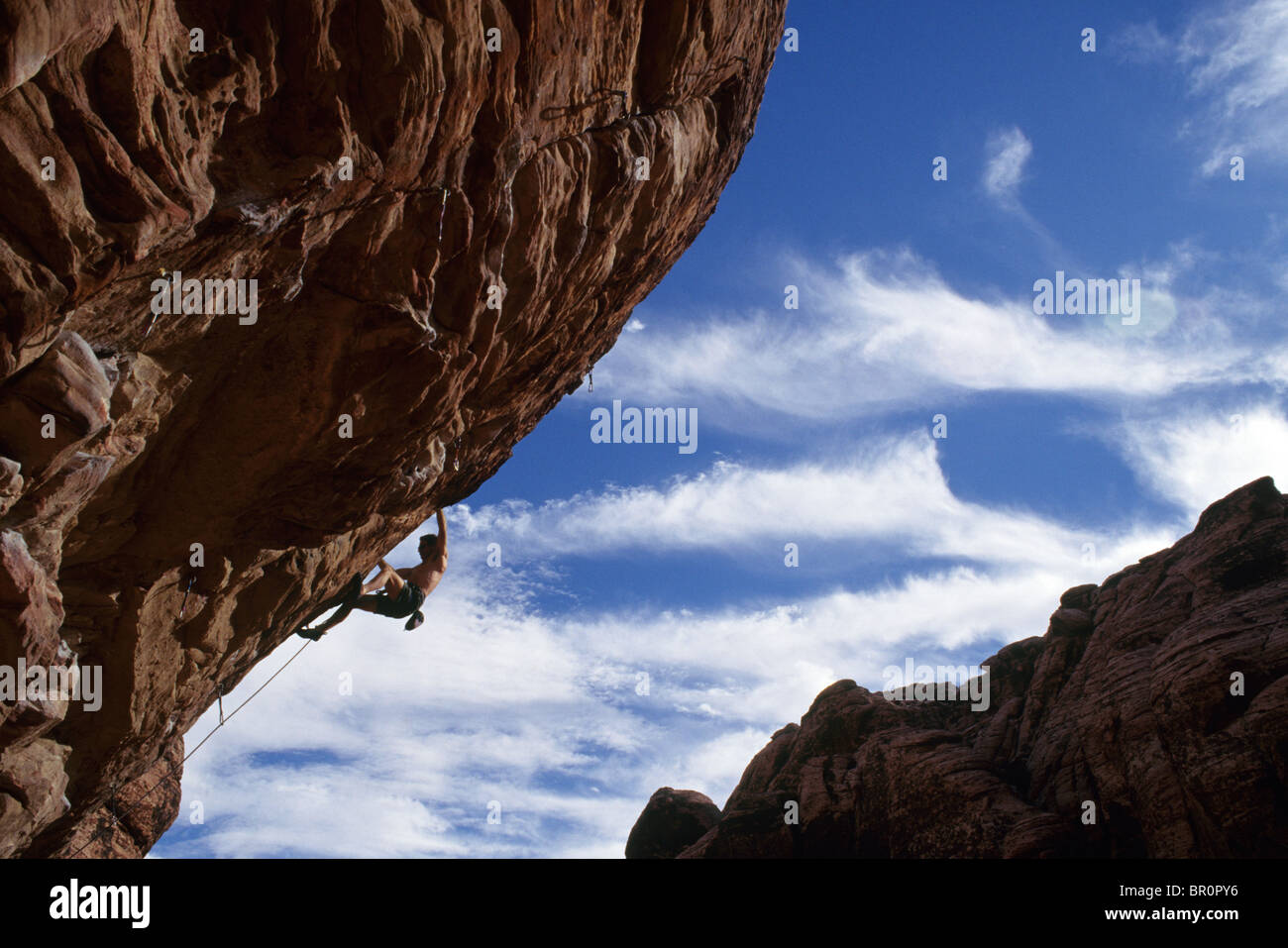 Rock climber. Red Rocks, Las Vegas, Nevada, USA. Banque D'Images