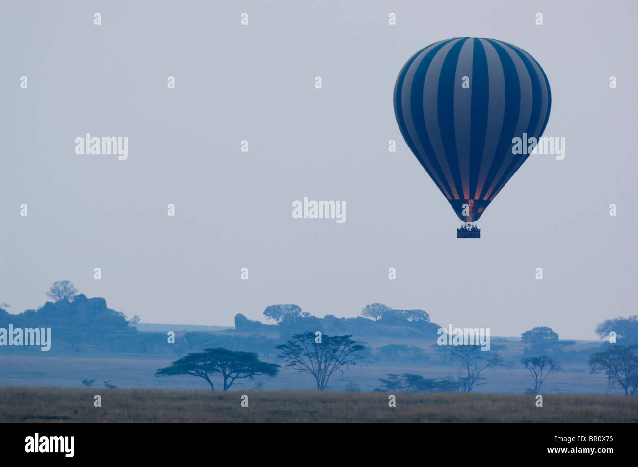 Balloon safari dans le Parc National du Serengeti, Tanzanie Banque D'Images