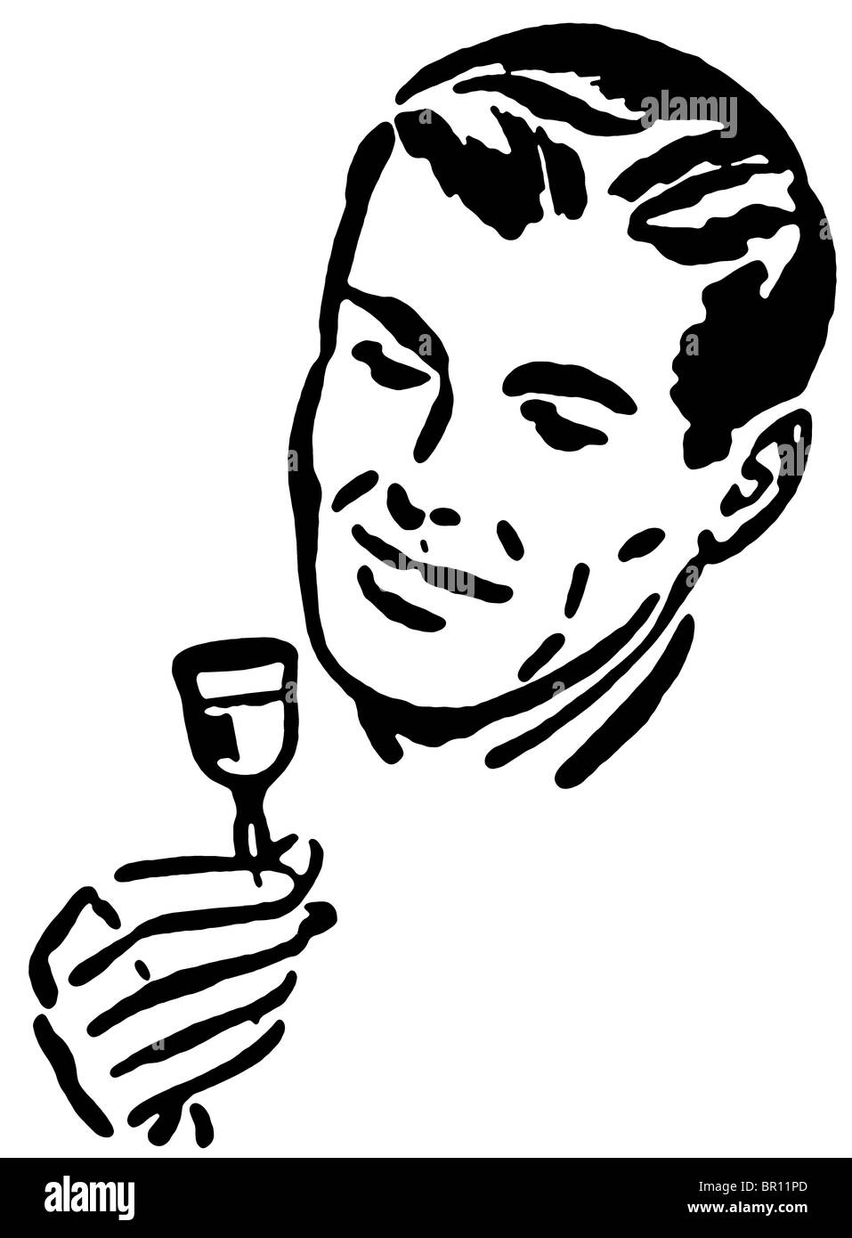 Une version noir et blanc d'un vintage print Banque D'Images