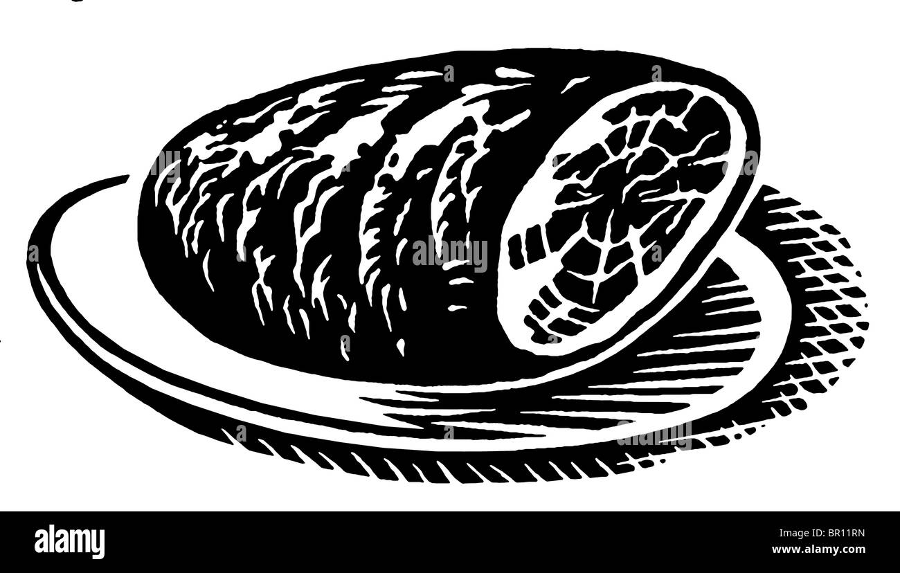 Une version noir et blanc d'un vintage print d'un ham Banque D'Images