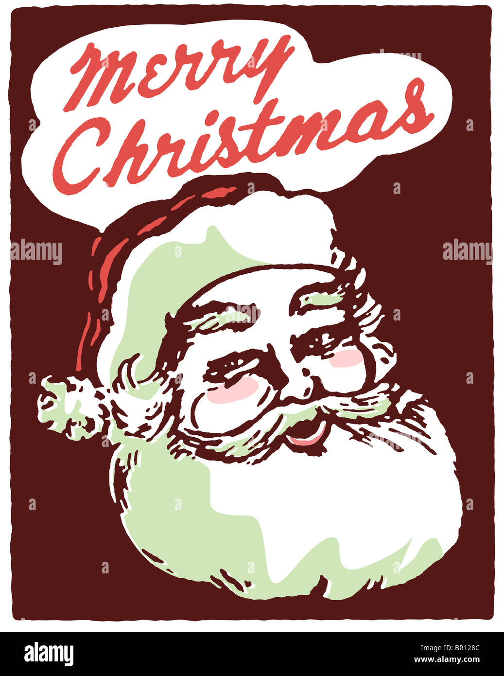 Un Noël inspiré Santa illustration avec le texte Joyeux Noël Banque D'Images
