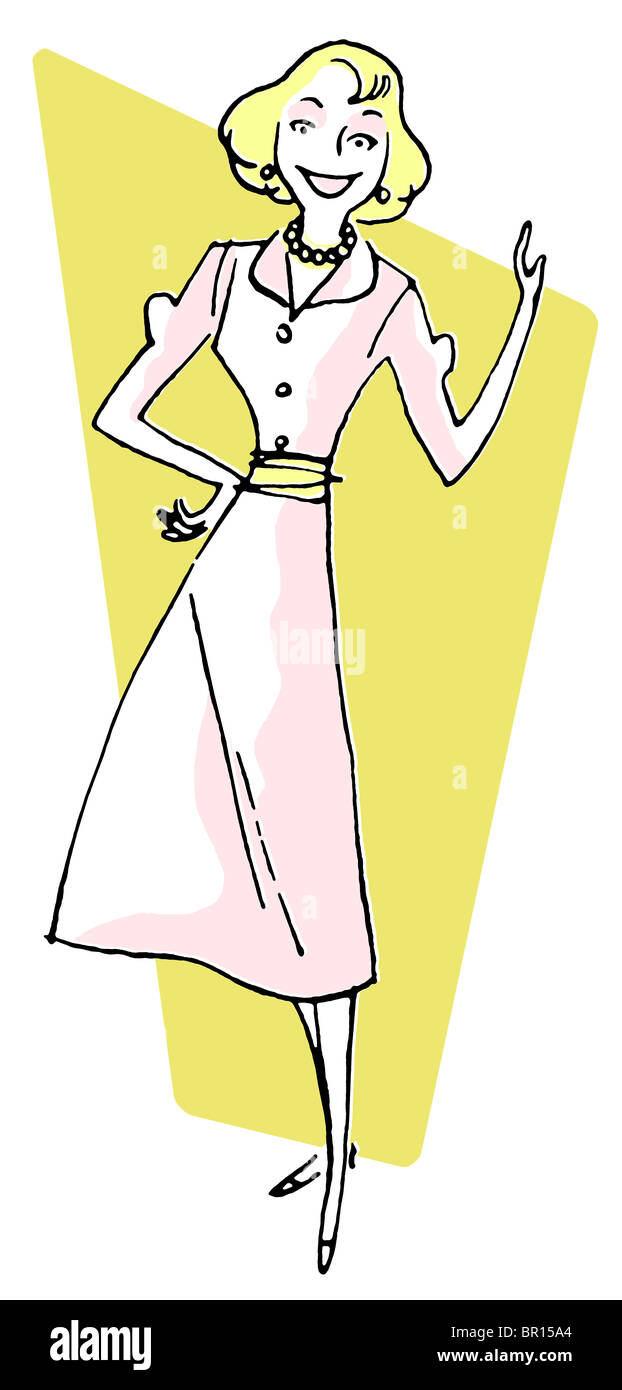 Un vintage illustration of a woman pointing Banque D'Images