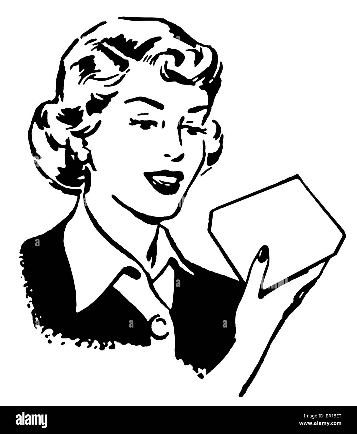 Une version noir et blanc d'un style vintage portrait d'une femme Banque D'Images