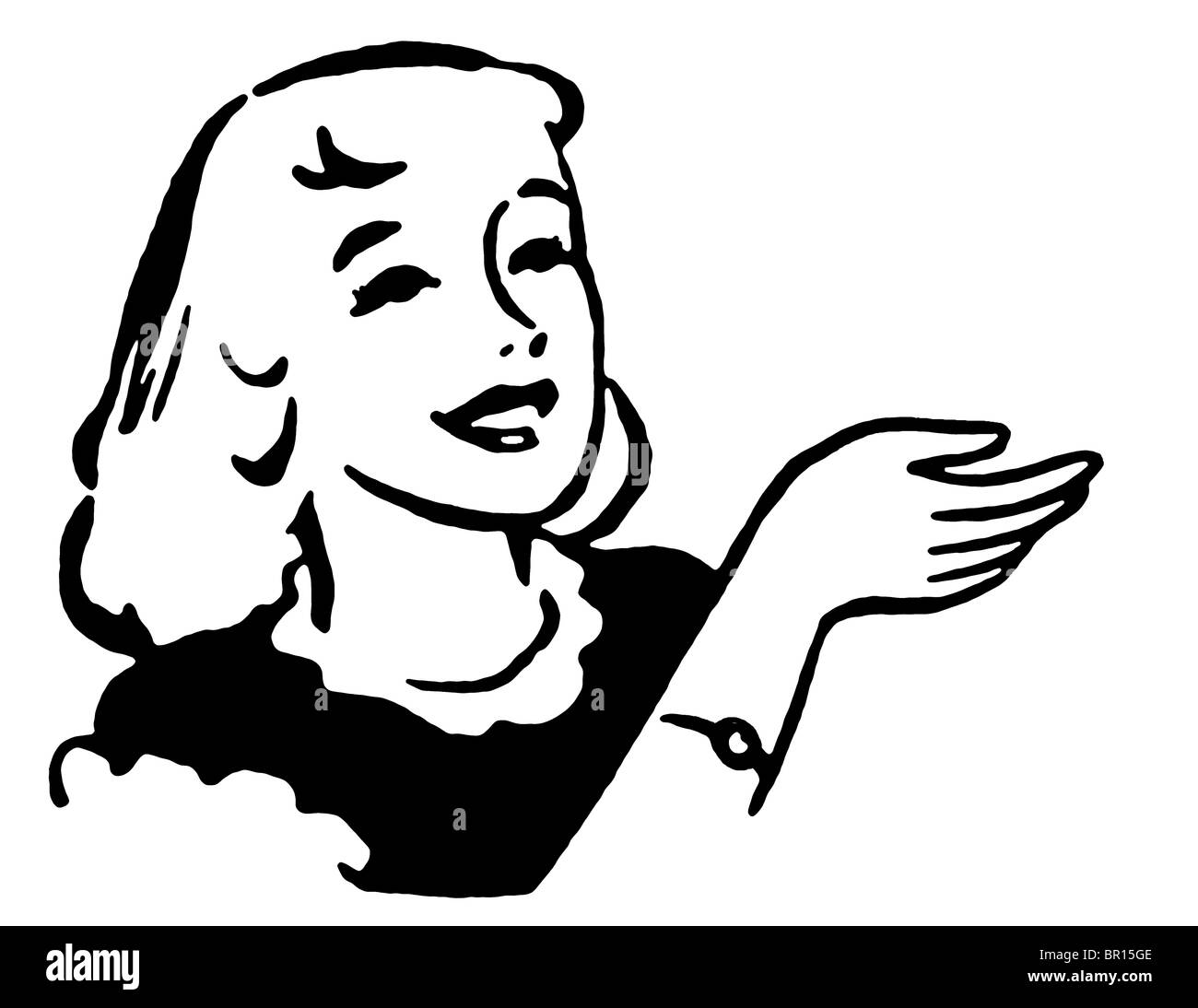 Une version noir et blanc d'un style vintage portrait d'une femme Banque D'Images