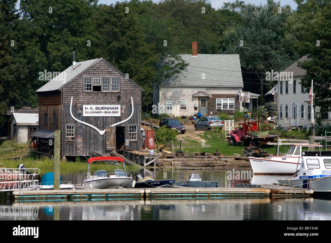 Chantier naval d'Essex, une fois reconnue mondialement comme centre de l'Amérique du Nord pour la construction de la goélette de pêche, Massachusetts. Banque D'Images