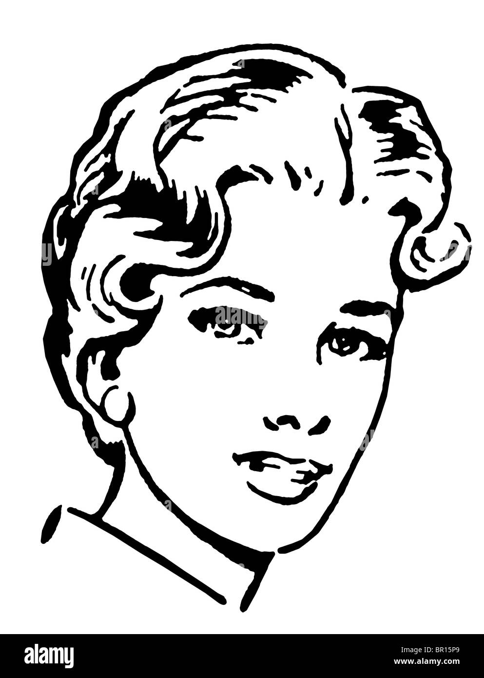 Une version noir et blanc d'un style vintage portrait d'une femme Banque D'Images