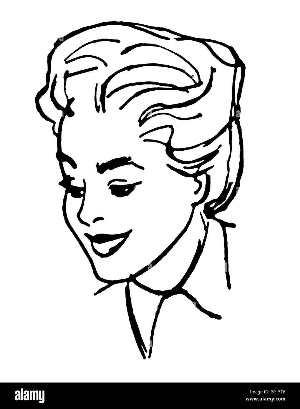 Une version noir et blanc d'un style vintage portrait d'une femme Banque D'Images