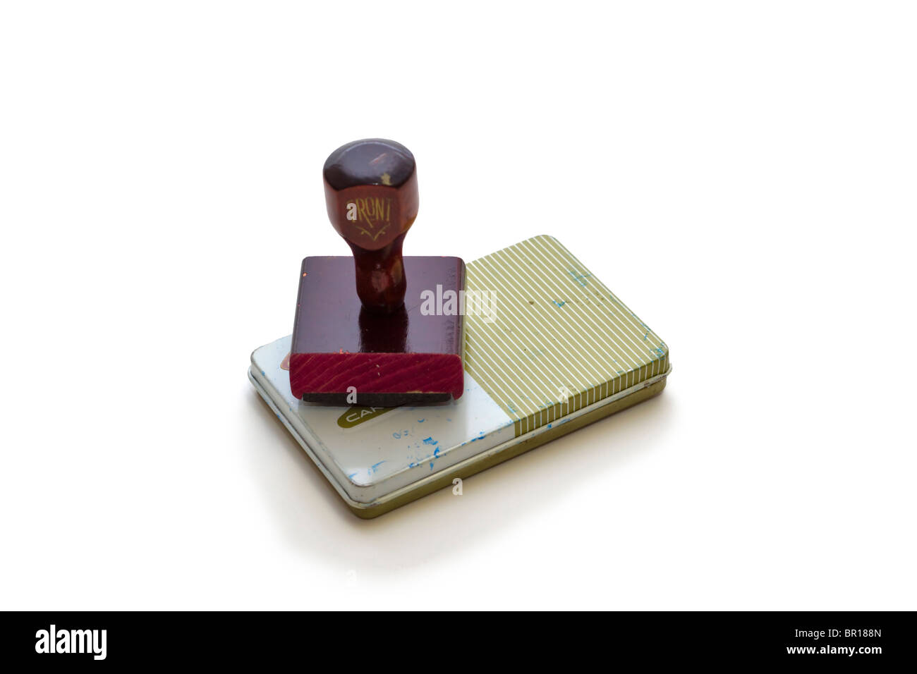 Timbres en caoutchouc avec tampon encreur Banque D'Images