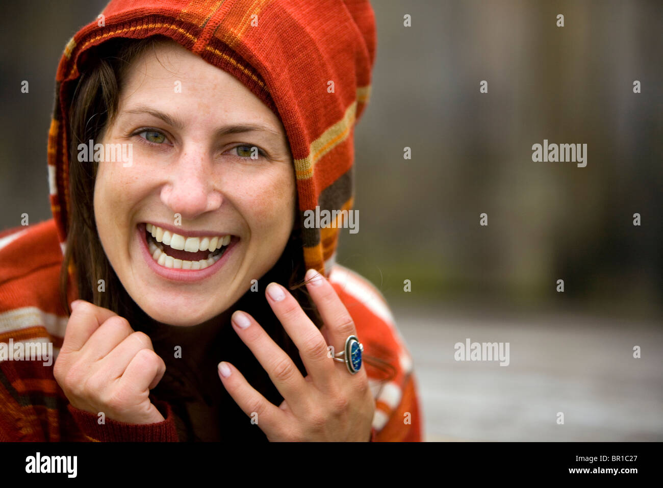 Portrait d'une jeune femme à Westport, Rhode Island. Banque D'Images