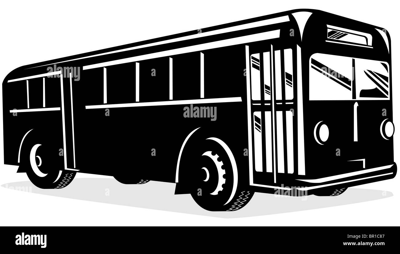 Illustration d'un style rétro vintage school bus passager isolated on white Banque D'Images