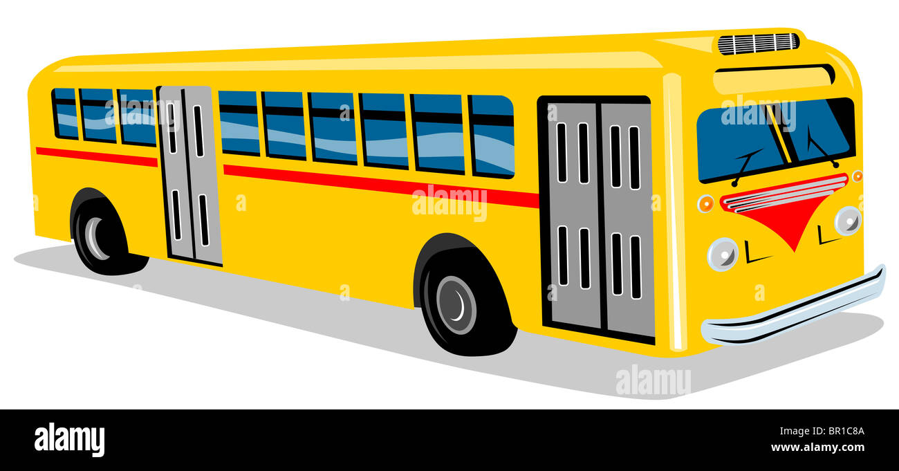 Illustration d'un style rétro vintage school bus passager isolated on white Banque D'Images