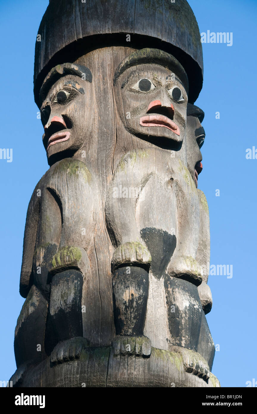 Le Totm détail Pôle, style haïda, Royal BC Museum, Victoria BC CANADA Banque D'Images