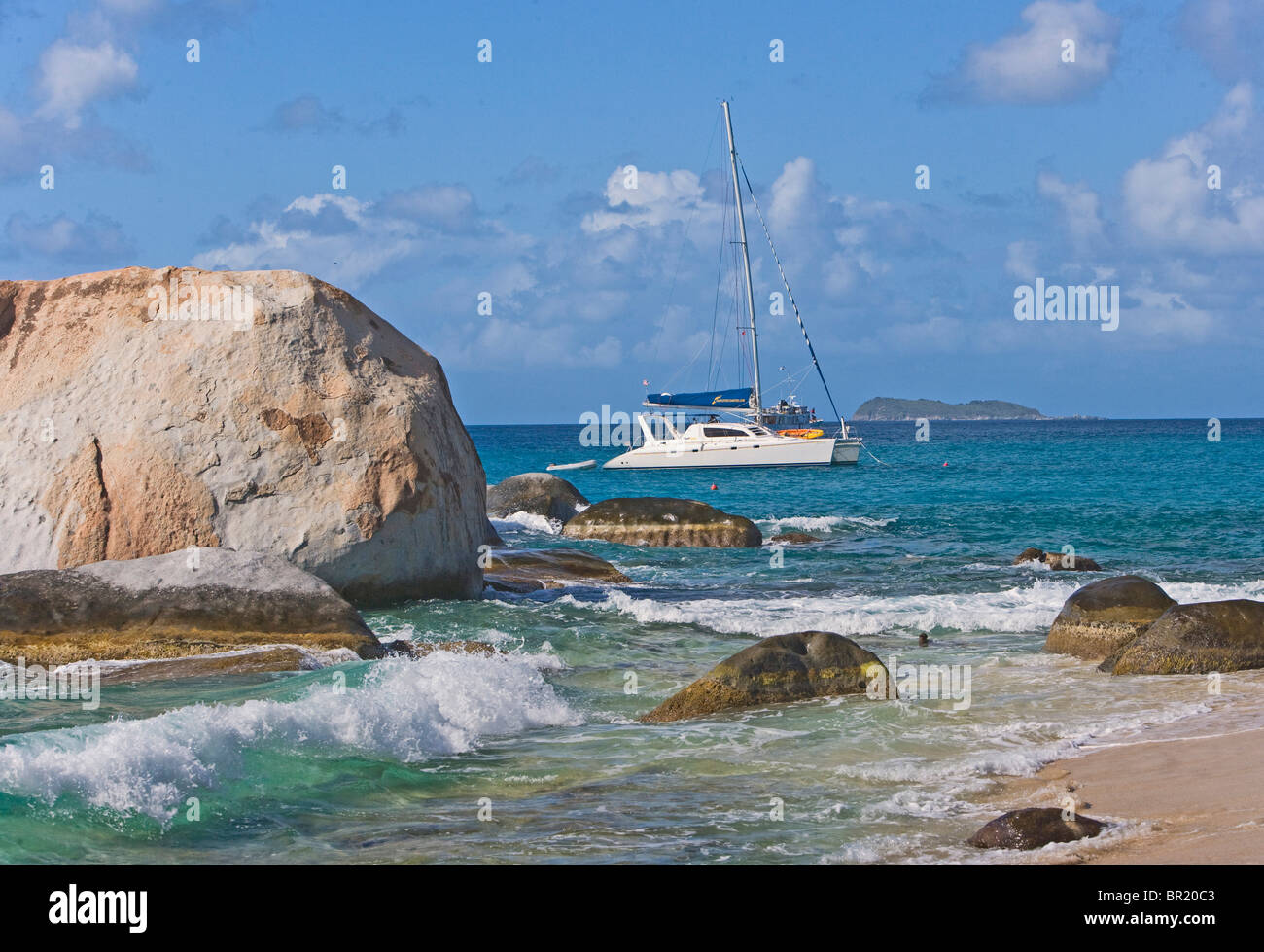 Côté plage à Virgin Gorda, Îles Vierges Britanniques Banque D'Images