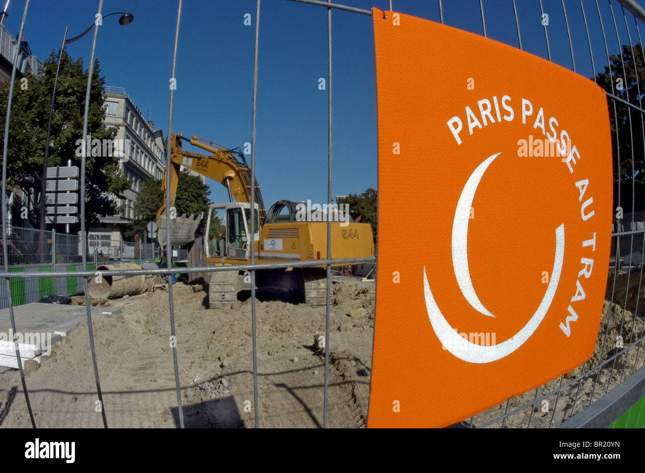 Paris, France, Site de construction, route, Tramway T3, Banque D'Images