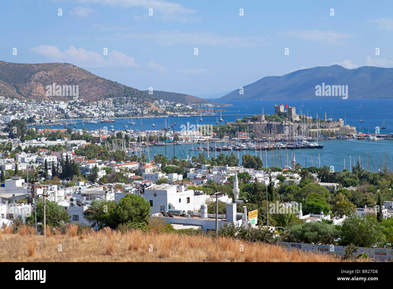 Château et port de plaisance de Bodrum, côte ouest, Turquie Banque D'Images