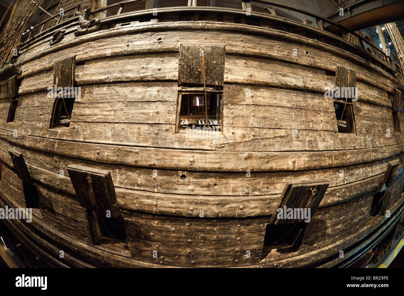 Une photographie de l'œil sur les sabords navire suédois Vasa dans le musée Vasa (Vasamuseet) à Stockholm, en Suède. Banque D'Images