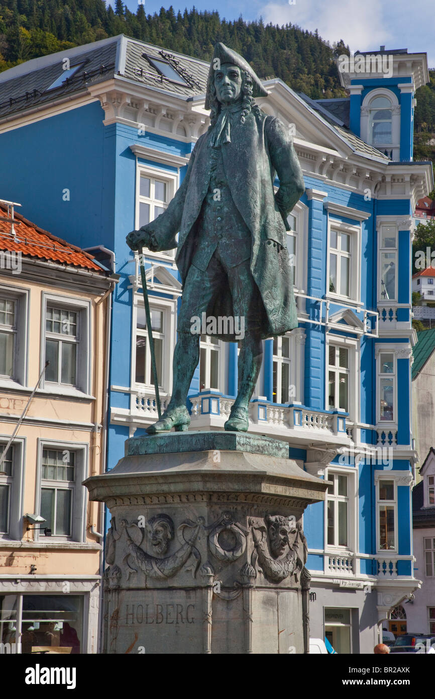 Statue de Holberg, Bergen, Norvège. Banque D'Images