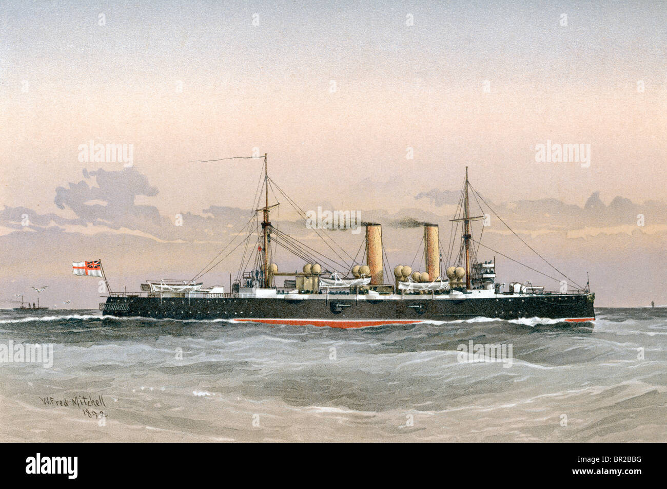 Un Blenheim HMS Blake première classe Classe de croiseur protégé qui a servi dans la Royal Navy à partir de 1890-1926. Mitchell (96) Banque D'Images