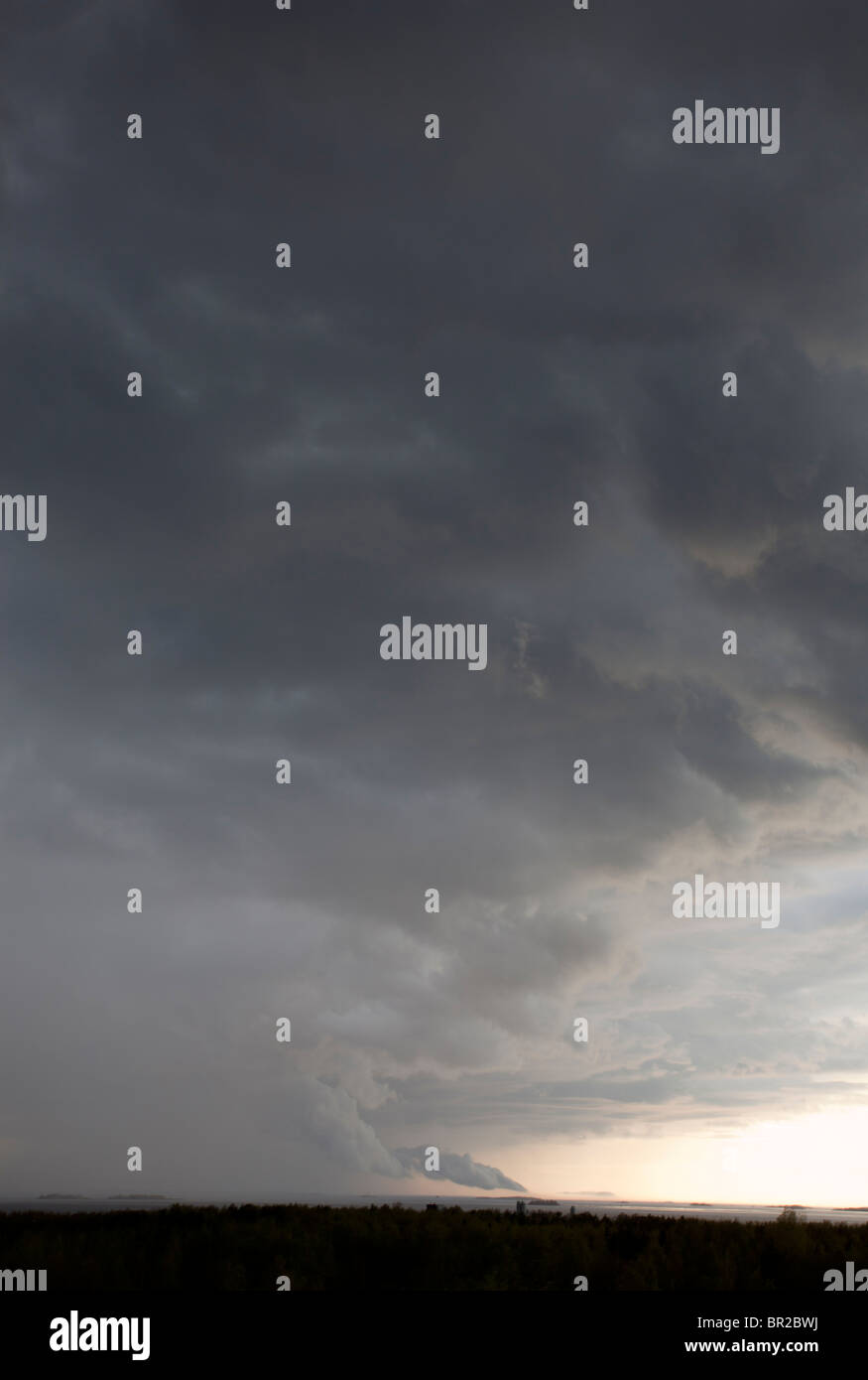 Des nuages en pleine tempête s'élevant de l'horizon , Finlande Banque D'Images